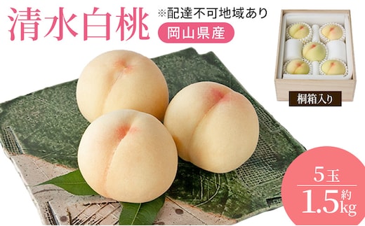 桃 2026年 先行予約 岡山特産 清水白桃 約1.5kg 5玉 桐箱入りもも モモ 岡山 国産 フルーツ 果物 ギフト 桃茂実苑