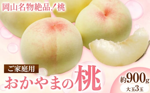【2026年発送先行予約】ご家庭用 おかやまの桃 大玉3玉（１玉約300g）《2026年7月上旬-8月下旬頃出荷》---A-179c---