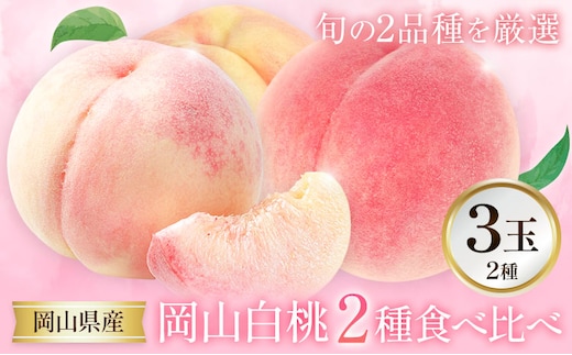 【2027年発送先行予約】岡山白桃 2種 食べ比べ 約750g(3玉)×2種 晴れの国おかやま館 (つむぐ株式会社) 《2027年7月中旬-8月下旬頃出荷》岡山県 笠岡市 フルーツ 果物 果実 桃 白桃 もも モモ【配送不可地域：離島】---H-109---