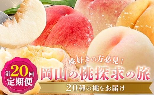 【2026年発送先行予約】桃 5ヶ月 計20回 定期便 岡山 の 桃 探求の旅 20種 各1kg 計20kg 晴れの国おかやま館(漂流岡山)《2026年7月中旬-12月中旬頃出荷》岡山県 笠岡市 桃 もも 果物 フルーツ デザート 送料無料 【配送不可地域あり】（離島）---H-54---