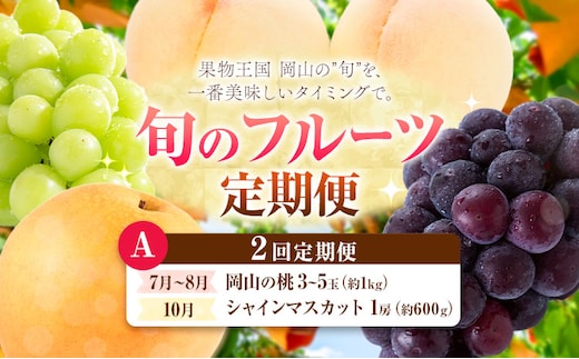【定期便】旬のフルーツ定期便 岡山のﾌﾙｰﾂ 定期便 Aコース 2回定期便 岡山県産 桃 シャインマスカット ニューピオーネ 梨 《7月上旬-10月末頃出荷》岡山県 笠岡市 フルーツ 旬 果物 ぶどう 梨 マスカット お取り寄せ---kasaoka_zsytei_324_ms2a---