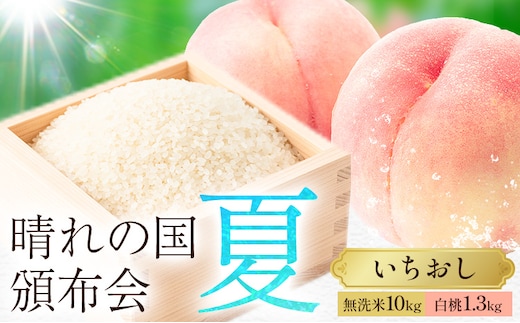 晴れの国頒布会 夏 いちおし 無洗米 10kg 白桃 1.3kg《ページ内記載の時期に発送》岡山県 笠岡市 フルーツ 旬 果物 桃 コメ お取り寄せ---kasaoka_zsytei_365_s2---