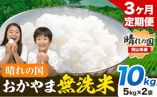 おかやま 無洗米 米 個包装 こめ コメ 岡山 岡山県産 【定期便】10kg (5kg×2袋) 計3回お届け《お申込月の翌月より発送》 お米 ライス ヒノヒカリ あきたこまち にこまる きぬむすめ ブレンド米 ---kasaoka_zsytei_197_10---