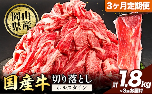 牛肉 肉 国産牛 切り落とし ホルスタイン 大容量 小分け 1.8kg × 3ヶ月定期便 《お申込み月の翌月から出荷開始》岡山県産 岡山県 笠岡市 お肉 にく カレー 牛丼 牛肉 切り落し 小分け 切落し 牛肉 小分け 牛肉---kasaoka_zsytei_136_1800g---