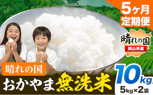 おかやま 無洗米 米 個包装 こめ コメ 岡山 岡山県産 【定期便】10kg (5kg×2袋) 計5回お届け《お申込月の翌月より発送》 お米 ライス ヒノヒカリ あきたこまち にこまる きぬむすめ ブレンド米 ---kasaoka_zsytei_205_10---