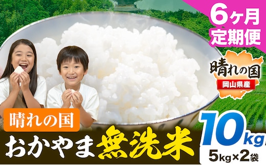おかやま 無洗米 米 個包装 こめ コメ 岡山 岡山県産 【定期便】10kg (5kg×2袋) 計6回お届け《お申込月の翌月より発送》 お米 ライス ヒノヒカリ あきたこまち にこまる きぬむすめ ブレンド米 ---kasaoka_zsytei_209_10---