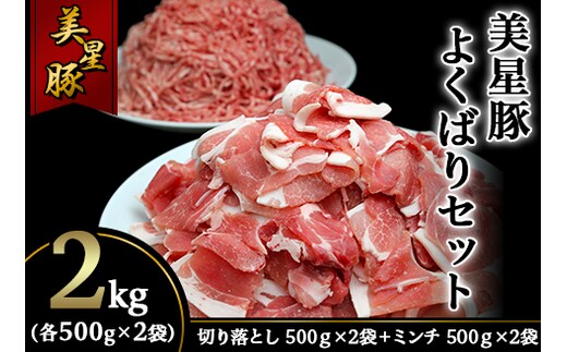 美星豚よくばりセット2kg(切り落とし500g×2袋、ミンチ500ｇ×2袋)