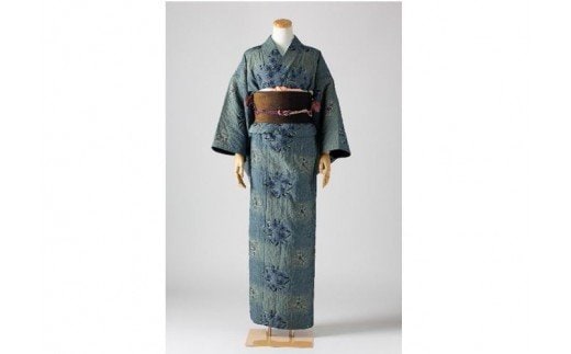 K-05 井原デニム着物 刺繍ボーダー サイズM