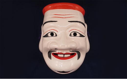 備中神楽面桐一刀彫 大国主の命 伯泉作 民芸品 工芸品 