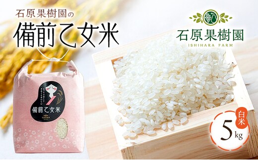 米 令和7年産 石原果樹園の備前乙女米 白米 5kg×1袋 ※11月上旬～順次発送予定 お米 精米 白米 ライス 乳酸菌栽培 岡山県 おにぎり お弁当