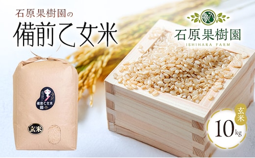 米 令和7年産 石原果樹園の備前乙女米 玄米 10kg×1袋 ※11月上旬～順次発送予定 ライス お米 ライス 乳酸菌栽培 岡山県 おにぎり お弁当