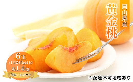 桃 2026年 先行予約 岡山 黄金桃 6玉 約1.4kg 等級：ロイヤル（1玉 240g以上） もも モモ 岡山県産 国産 フルーツ 果物 ギフト