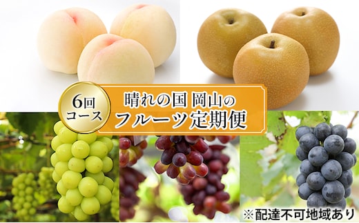 フルーツ 2026年 先行予約 晴れの国 岡山 の フルーツ 定期便 6回コース 桃 ぶどう 梨 岡山県産 国産 フルーツ 果物 ギフト