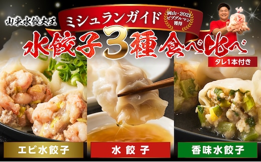 【ふるさと納税限定】水餃子3種食べ比べセット【ミシュランガイド岡山2021・ビブグルマン獲得！ 水餃子専門店 食べ比べ 香味 エビ ぷるぷる もちもち 岡山県備前市 】