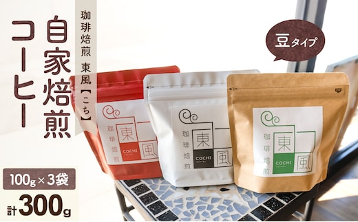 自家焙煎 コーヒー豆 焙煎珈琲 東風（こち） オリジナルブレンド 100g×3袋 セット