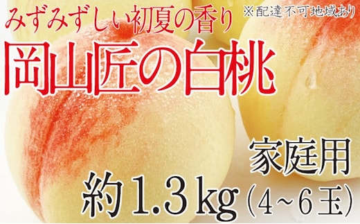 もも 2026年 先行予約 岡山匠の白桃 約1.3kg 4～6玉 犬塚農園 岡山県産 桃 モモ 家庭用 初夏 みずみずしい