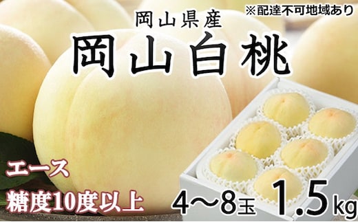 桃 2026年 先行予約 岡山 白桃 エース 4～8玉 約1.5kg JAおかやまのもも（早生種・中生種） もも モモ 岡山県産 国産 フルーツ 果物 ギフト