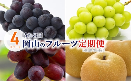 ぶどう 梨 定期便 2026年 先行予約 晴れの国 岡山 の フルーツ 定期便 4回コース 葡萄 なし 岡山県産 国産 セット ギフト