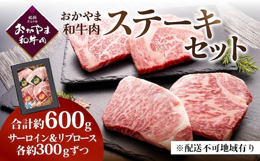 おかやま和牛肉ステーキ 600g （サーロイン300g、リブロース300g）