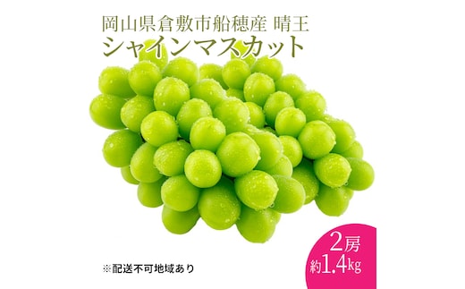 ぶどう 2026年 先行予約 【プレミアムシャインマスカット 晴王 2房 合計約1.4kg】船穂産 赤秀品以上 岡山県産 葡萄 ブドウ ギフト ハレノフルーツ 皮ごと食べる みずみずしい