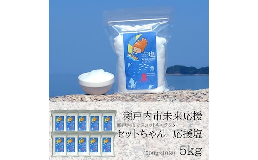 セットちゃん 応援塩 5kg(500g×10袋) 塩 フレーク塩 粗塩 調味料 岡山 瀬戸内市