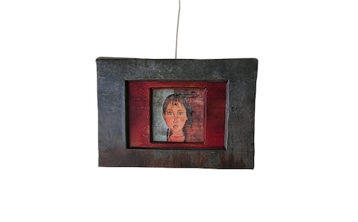 寂鉄式 ブリキ 額（変形タイプ(2)）牛窓アーツクラフツ 寂鉄blue インテリア 雑貨 小物 一品もの ハガキサイズ 絵 写真 文章 詩歌 装丁 スナップ写真 フレーム 