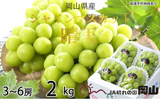 ぶどう 2026年 先行予約 シャイン マスカット 晴王 3房～6房 約2kg 8月下旬～11月下旬発送 ブドウ 葡萄 岡山県産 国産 フルーツ 果物 ギフト 岡山の葡萄 デザート 食後 