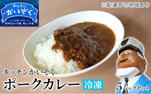 冷凍 ポーク カレー 5パック セット キッチンかいぞく 岡山 B級グルメ 加工品 惣菜 伝統的 ソウルフード あっさり コク 電子レンジ 簡単 便利 