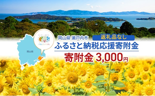 瀬戸内市への応援寄附（返礼品はありません）1口 3,000円 返礼品なし
