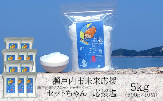 セットちゃん 応援塩 5kg(500g×10袋) 塩 フレーク塩 粗塩 調味料 岡山 瀬戸内市