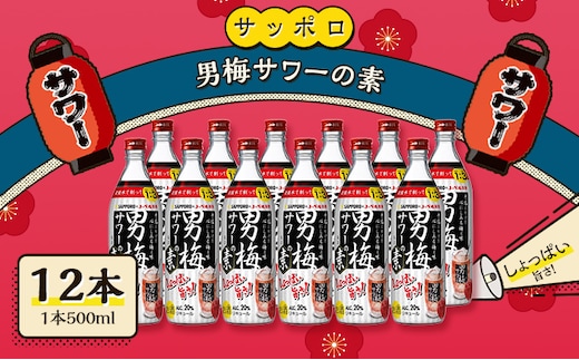 サッポロ 男梅サワー の素 12本（1本500ml） 男梅 サワー 梅味 お酒 原液 家飲み 宅飲み 晩酌 割りもの しょっぱい旨さ 濃厚な味わい 