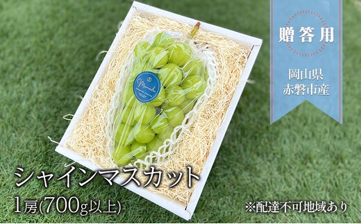 ぶどう 2026年 先行予約 贈答用 シャインマスカット 1房(700g以上) ブドウ 葡萄 岡山県 赤磐市産 フルーツ 果物 ギフト 
