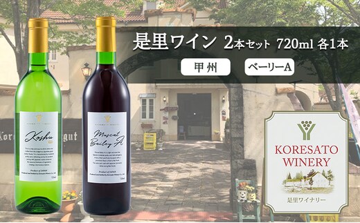 是里 ワイン 果実酒 甲州 ベーリーＡ 720ml 各1本 岡山 赤磐市 お酒