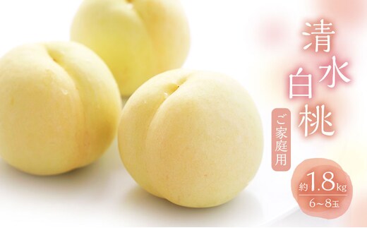 桃 2027年 数量限定 白桃 清水白桃 約1.8kg 6～8玉 ご家庭用 フルーツ 果物 岡山 赤磐市産