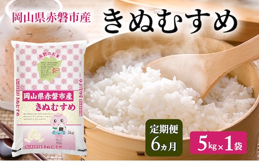 米 2025年産 定期便 6ヵ月 きぬむすめ 5kg 1袋 岡山県赤磐市産 精米 白米 こめ お米 特Aランク 6回 半年