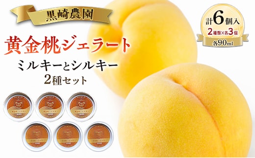 黒崎農園 ミルキーとシルキー2種セット 「黄金桃ジェラート」 90ml カップ 6個入り アイス 桃 黄金等 ジェラート