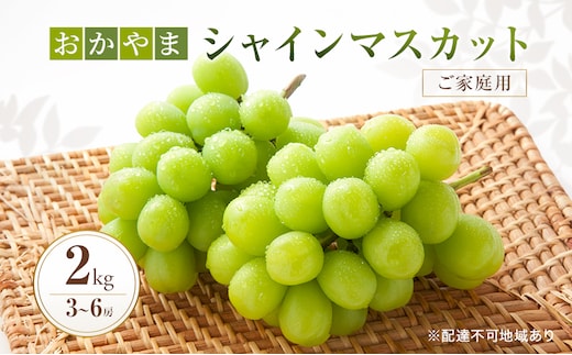 ぶどう 訳あり おかやま シャインマスカット 2kg箱 3～6房 ご家庭用 2026年