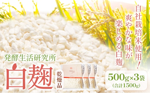発酵生活研究所 白麹(乾燥品) 500g×3袋 丸本酒造株式会社《30日以内に出荷予定(土日祝除く)》岡山県 浅口市 白麹 麹 こうじ 乾燥 発酵食品 甘酒 送料無料---124_c1604_30d_23_17500_shiro---