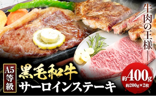 黒毛和牛 A5等級 肉 和牛 国産 牛肉 サーロイン ステーキ ステーキ肉 約400g (約200g×2枚) 株式会社ウィズフラワーホールディングス《30日以内に発送予定(土日祝除く)》岡山県 浅口市 冷凍 分厚い送料無料---124_f1569_30d_23_17500_400g---