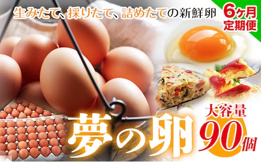 【６ヶ月定期便】卵 たまご 定期便 赤玉 夢の卵 90個《お申込み月翌月から出荷開始》株式会社めぐみ 岡山県 浅口市 送料無料 大容量 大箱 たっぷり 定期---124_80tei_23_120500_mo6num1_s---