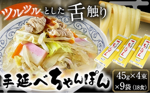 手延べちゃんぽん 45g×4束×9袋 18食 麺工房さかもと《30日以内に出荷予定(土日祝除く)》岡山県 浅口市 送料無料---124_1586_30d_23_11500_18---