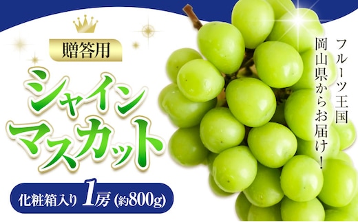 贈答用 フルーツ王国 岡山県産 シャインマスカット 化粧箱入り 1房 Lino ＆ Kai Farm《2026年10月上旬-11月中旬頃出荷》マスカット 送料無料 岡山県 浅口市 ギフト シャインマスカット 岡山 ぶどう フルーツ 果物---124_c3919_10a11b_25_17000_z1---