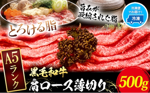 黒毛和牛 A5等級牛ロース 肩ロース 約500g ウィズフラワーホールディングス 肉 和牛 国産 牛肉 《30日以内に発送予定(土日祝除く)》岡山県 浅口市 冷凍 送料無料 すき焼き しゃぶしゃぶ 薄切り---124_f21_30d_23_19000_500g---