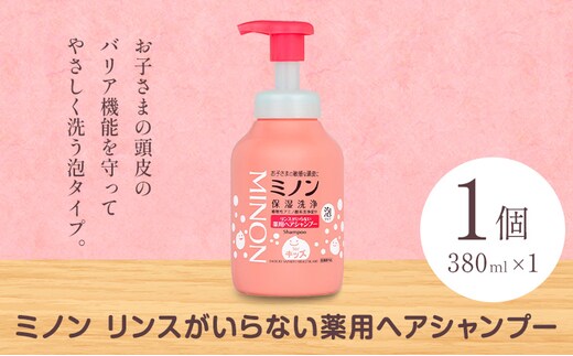 ミノンリンスがいらない薬用ヘアシャンプー 380ml 本体 1個 第一三共ヘルスケア《2週間程度で出荷(土日祝除く)》岡山県 浅口市 シャンプー 赤ちゃん 子ども 泡 送料無料---124_3490_30d_25_7000_380ml_1k---