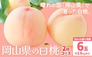 【先行予約】岡山の白桃2回コース 6玉 (1.6kg以上) 株式会社山博 (中本青果)《1回目：2026年7月上旬から7月中旬頃出荷 2回目：2026年7月下旬から8月上旬頃出荷》岡山県 浅口市 桃 もも フルーツ 送料無料 冷蔵 定期便【配送不可地域あり】（北海道・沖縄・離島）---124_c1842_7a8a_25_63000_tei---