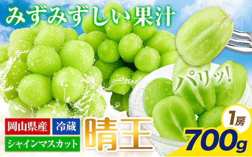 【2026年先行予約受付】ぶどう シャインマスカット 晴王 700g 岡山県産《7月上旬-8月末頃出荷》 ハレノフルーツ マスカット 送料無料 岡山県 浅口市 フルーツ 果物 国産 岡山県産 くだもの 青果物【配送不可地域あり】（北海道・沖縄・離島）---124_c1924_7a8m_25_25500_700g---