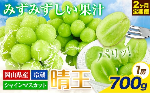 【2026年先行予約】ぶどう 2ヶ月 定期便 シャインマスカット 晴王 700g 岡山県産《7月上旬-8月末頃出荷》 ハレノフルーツ マスカット 送料無料 岡山県 浅口市 フルーツ 果物 国産 岡山県産【配送不可地域あり】（北海道・沖縄・離島）---124_c1928_25_48500_jul2_tei---