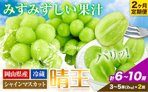 【2026年先行予約】ぶどう 2ヶ月 定期便 シャインマスカット 晴王 約2kg 岡山県産《9月上旬-10月末頃出荷》 ハレノフルーツ マスカット 送料無料 岡山県 浅口市 フルーツ 果物 贈り物 ギフト 国産 岡山県産【配送不可地域あり】（北海道・沖縄・離島）---124_c1961_25_110000_sep2_tei---