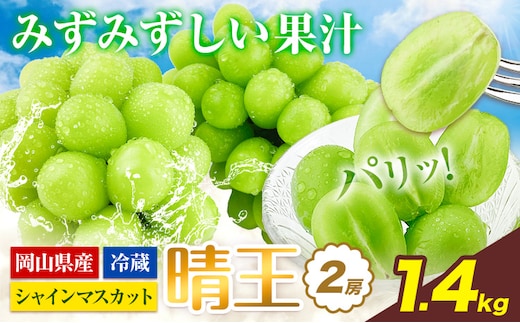 【2026年先行予約】ぶどう シャインマスカット 晴王 2房 1.4kg 岡山県産《2026年9月上旬-10月末頃出荷(土日祝除く)》 ハレノフルーツ マスカット 送料無料 岡山県 浅口市 フルーツ 果物 贈り物 ギフト 国産 岡山県産 くだもの 青果物 【配送不可地域あり】（北海道・沖縄・離島）---124_c1948_9a10m_25_32500_1400g---
