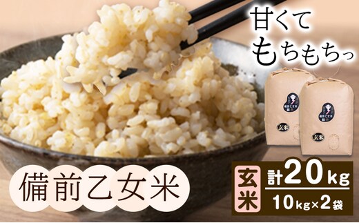 米 こめ コメ 備前乙女米 玄米 20kg 石原果樹園《30日以内に出荷予定（土日祝除く）》岡山県 浅口市 ご飯 お米 国産 岡山県産 送料無料---124_3721_30d_25_43000_10g---